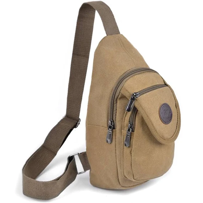 Small canvas crossbody bag with adjustable strap