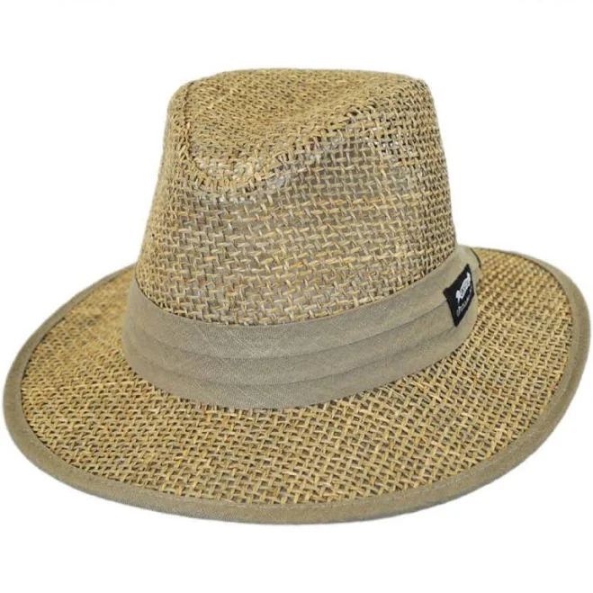 Panama Jack Seagrass Straw Safari Fedora Hat