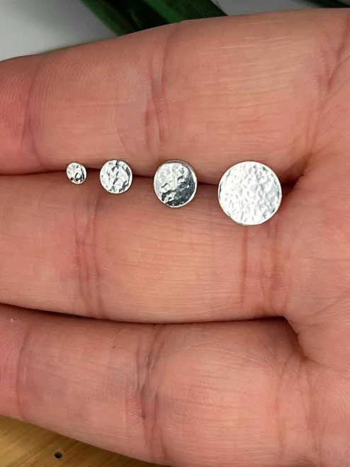 Hammered Sterling Silver Dot Stud Earrings