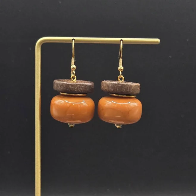 Vintage Wooden Chunky Earrings