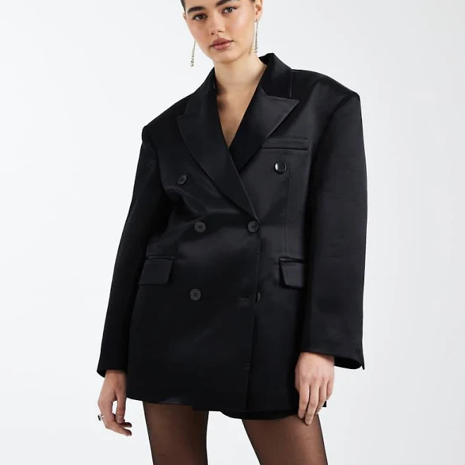 ASOS Oversized Double Breasted Satin Blazer