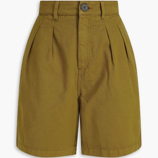 Mara Hoffman Milo pleated cotton-twill shorts - Women - Army green Shorts - US 00