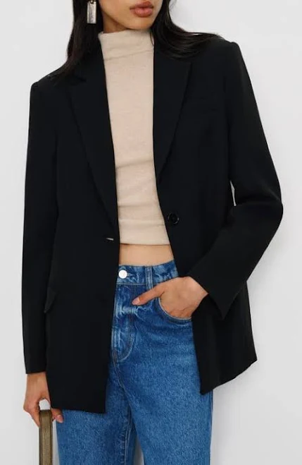 Reformation Women's James Relaxed One-Button Crepe Blazer
