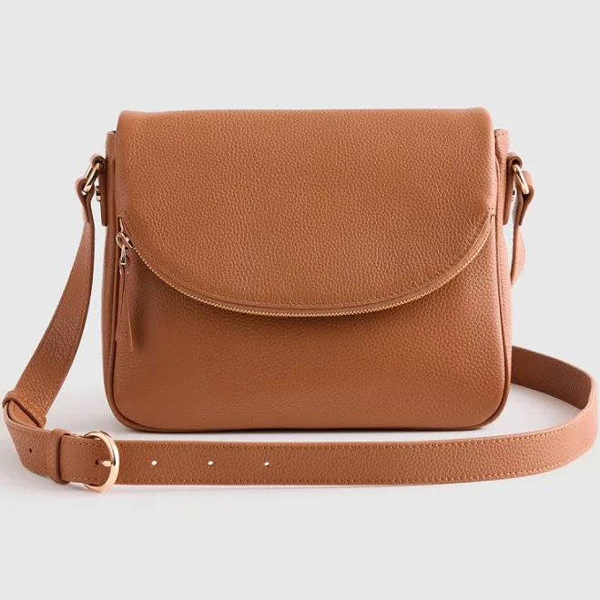 Quince Women's Italian Leather Foldover Crossbody