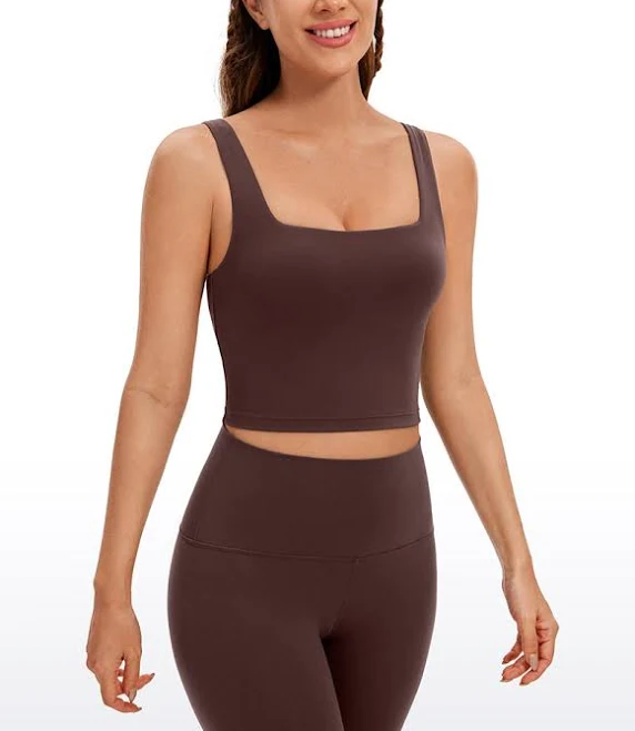 CRZ YOGA Women's Square Neck Longline Sports Bra