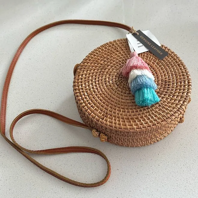 Rattan Tassel Crossbody Purse