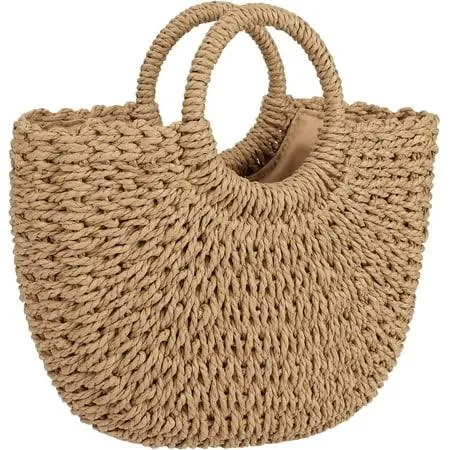 Women's Woven Straw Beach Bag