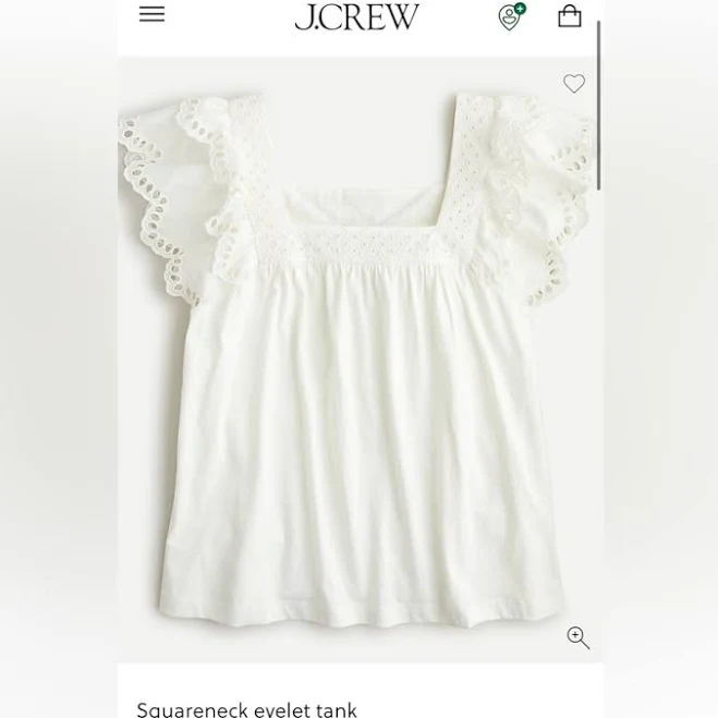 J. Crew Tops | J. Crew Squareneck Eyelet Top White Xs Flutter Sleeve | Color: White | Size: Xs | Guccigoo's Closet