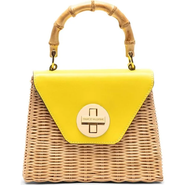 Frances Valentine Women's Mini Midge Woven Wicker & Leather Top Handle Bag