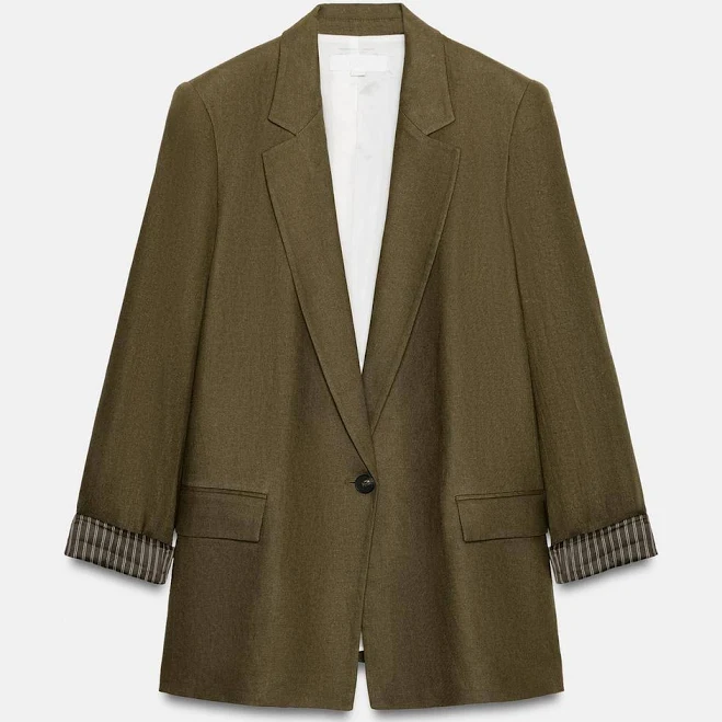 Zara Linen Blazer with Rolled Sleeves