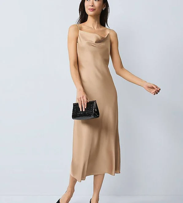 Ann Taylor Women's Satin Cowl Neck Slip Dress