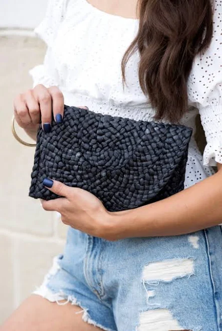 Fold Over Straw Clutch