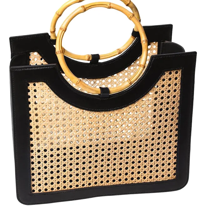 Bamboo Handle Wicker Bag