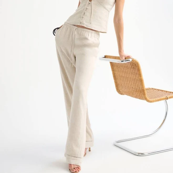 Abercrombie & Fitch Women's Linen-Blend Pull-On Pants