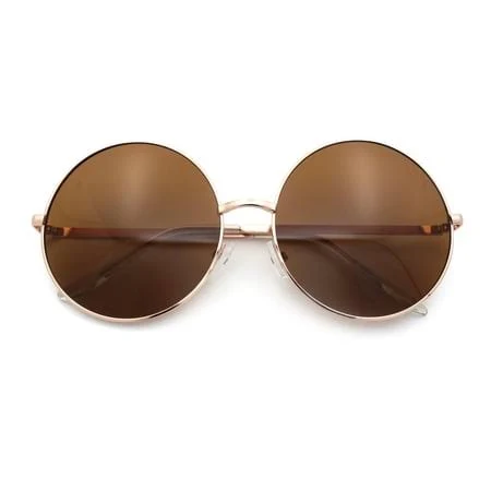 Women's Oversize Circle Round Metal Rim Sunglasses