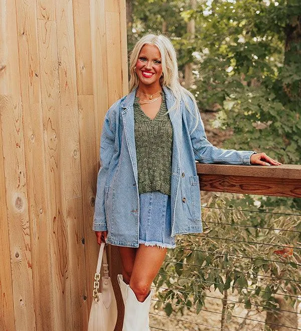 Train to Paris Oversized Denim Blazer