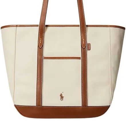 Polo Ralph Lauren Women's Leather-Trim Canvas Tote