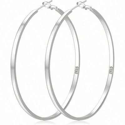 Women Large Silver Hoop Earrings Lightweight Hypoallergenic