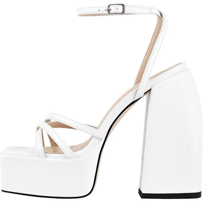Chunky Heel Square Toe Platform Sandals