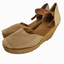 Tan Espadrille Wedge Sandals Ankle Strap Jute Sole Women academia athleisure