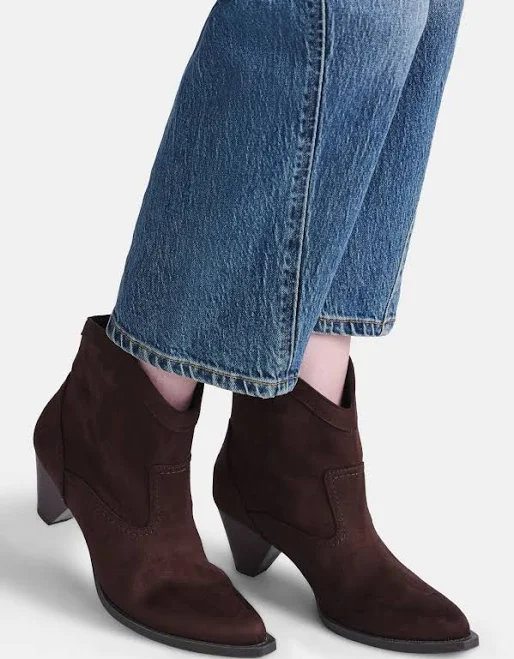 Time and True Women's Faux Suede Cone Heel Booties