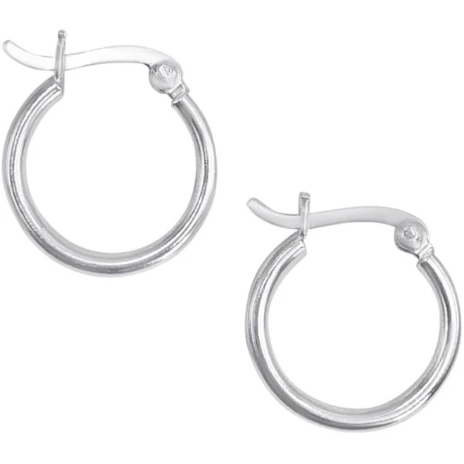 Sterling Silver Round Tube Hoop Earrings