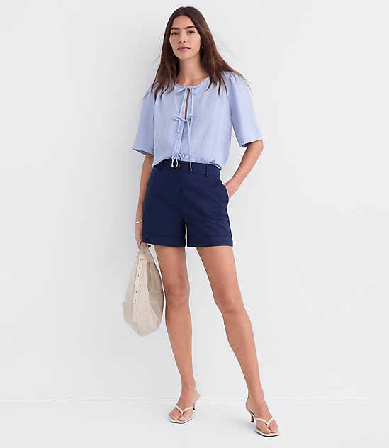 Loft Women's Petite Cuffed Doubleweave Shorts