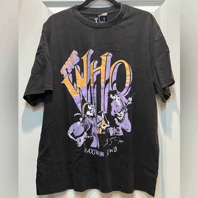 H&M Tops | The Who Rock Band Vintage Style Washed Black Size Xxsmall Unisex Band Tee | Color: Black | Size: Xxs | Lashopaholic's Closet
