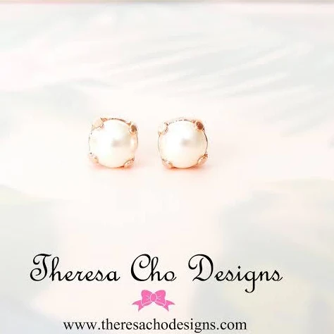 Dainty Swarovski Pearl Stud Earrings