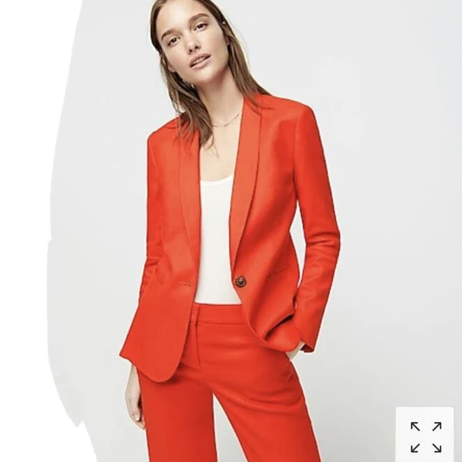 J. Crew Parke Blazer Stretch Linen Fitted Suit Jacket Orange Brilliant