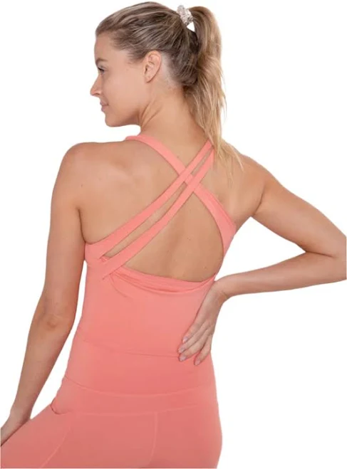 Mono B Cross Back Cropped Top with Built-In Sports Bra AT3122