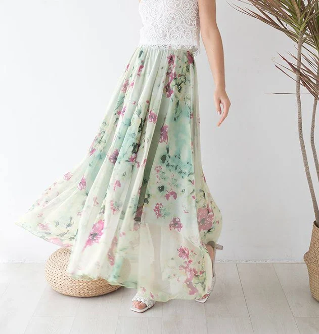 Women Floral Maxi Skirt Beach