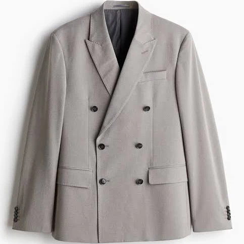H&M Men's Regular Fit Double-Breasted Blazer