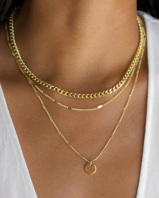 3-Layer Gold Disc Necklace