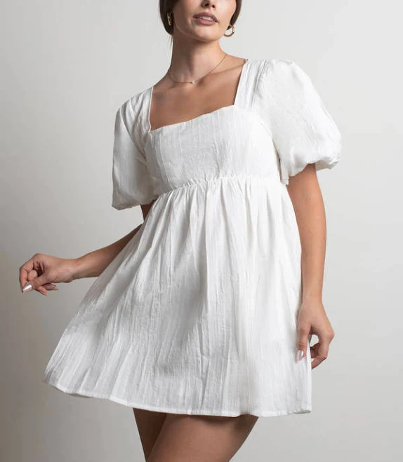 Takara Puff Sleeve Babydoll Mini Dress