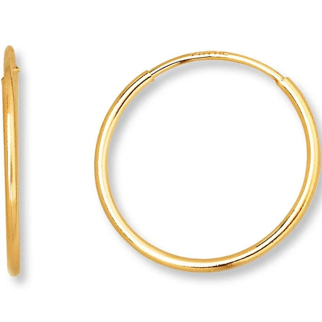 14K Yellow Gold Endless Hoop Earrings