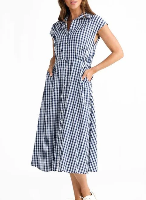 Brave+True Women's Musings Gingham Midi Shirtdress