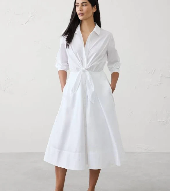 Poplin Wrap-Tie Midi Shirtdress