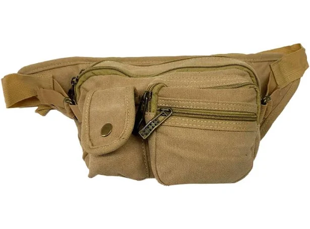 9x6 Khaki Canvas Fanny Waist Pack Unisex Cross Body Accessory Fanny