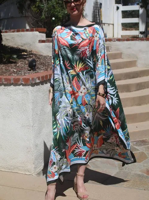 Women's Silk Tropical Print Kaftan