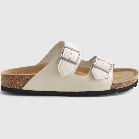 Quince Women's Nappa Leather Double Buckle Slide