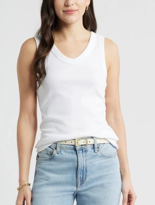 Caslon V-Neck Rib Cotton Tank