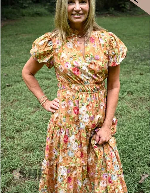 Floral Terra Cotta Tiered Maxi Dress
