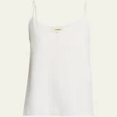 Jane V-Neck Spaghetti-Strap Silk Tank IVORY X-Large