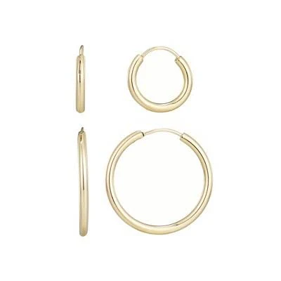 Adornia 14K Gold Plated Endless Hoop Earrings Set