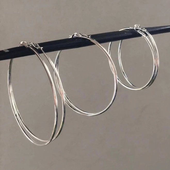 925 Sterling Silver Oversized Hoop Earrings