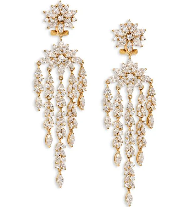 NADRI Women's Sav Cubic Zirconia Cluster Chandelier Earrings