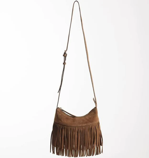 Suede Fringe Crossbody Purse