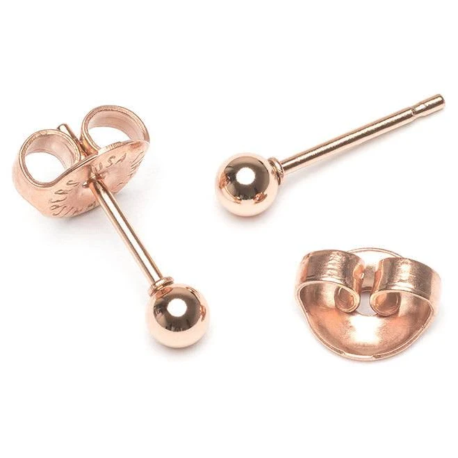 Mini Ball Stud Earrings in Rose Gold Plated