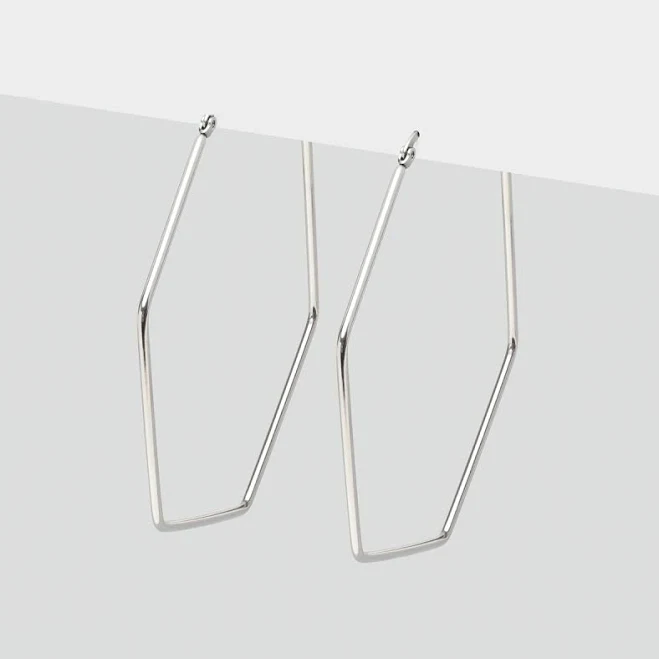 Simply Whispers Oversized Hexagon Silver Hoop Earrings